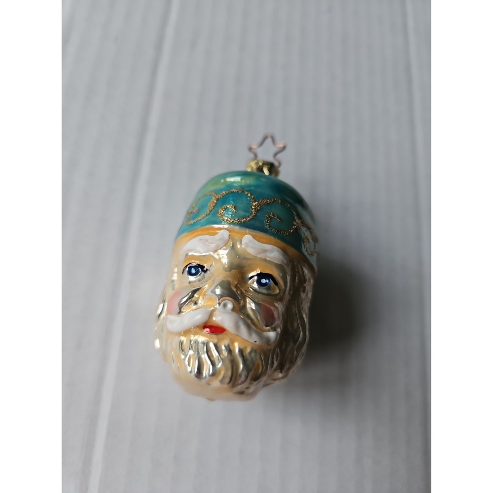 Inge Glas Santa Head Blown Glass Ornament 2 5/8 in.
